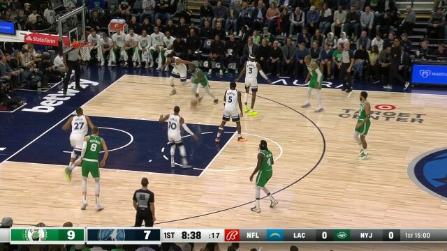 凯尔特人vs森林狼第1节中文解说回放