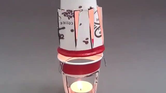一次性纸杯制造的这走马灯靠热空气推动晚上十分的漂亮