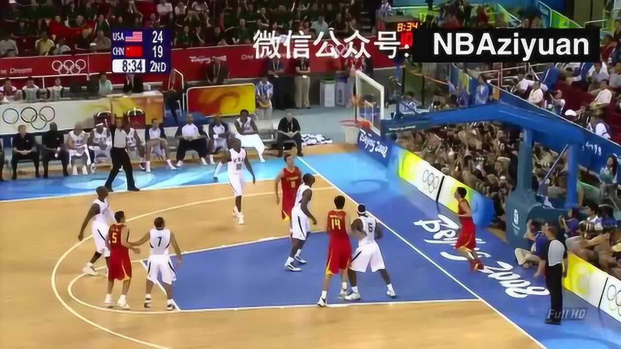 2008年奥运会男篮梦八队VS中国全场录像回放_高清
