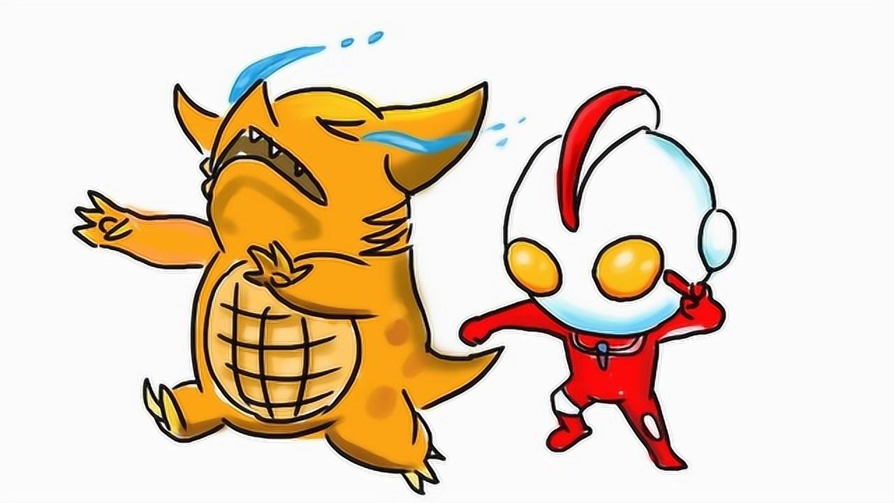 如何画出可爱的q版迪迦奥特曼和小怪兽卡通漫画