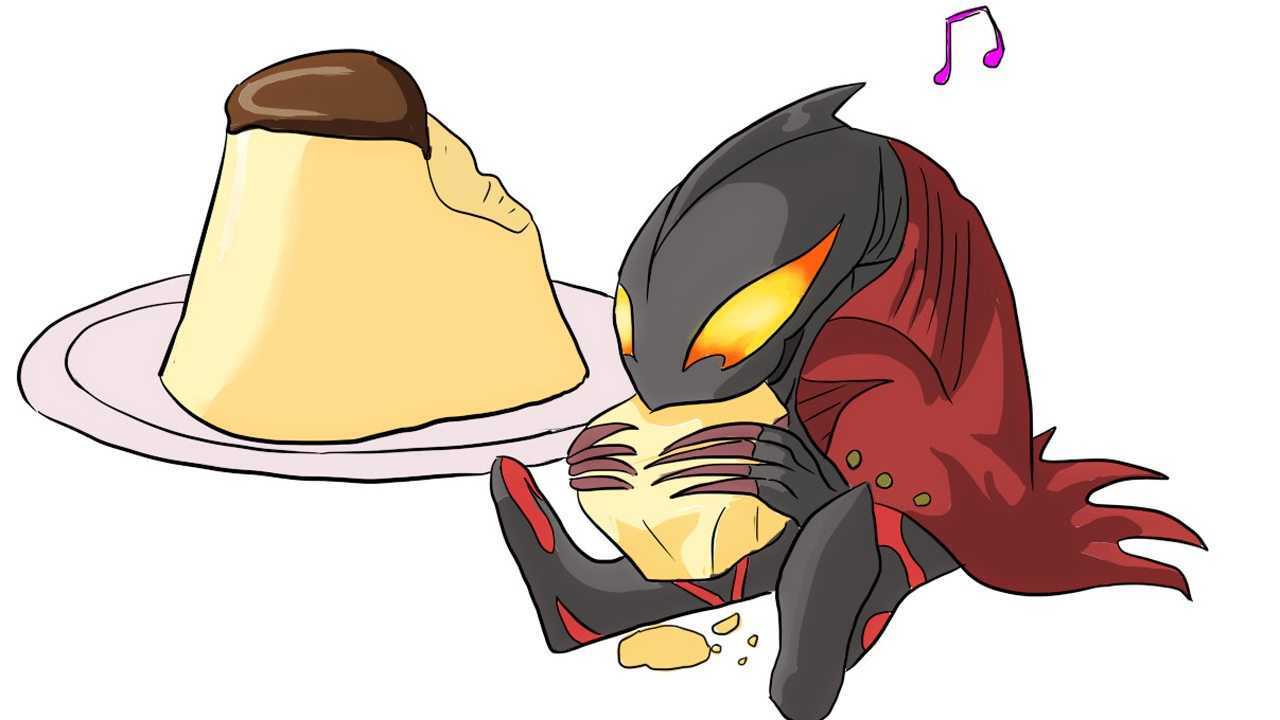 可爱的贝利亚奥特曼吃蛋糕儿童卡通简笔画