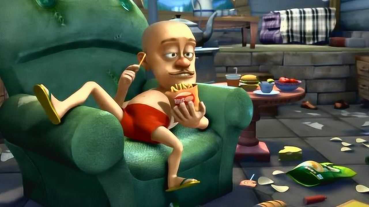 熊出没:光头强吃着薯条,看着电视,好舒服_腾讯视频