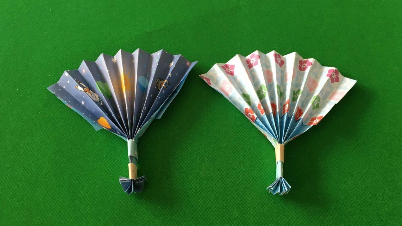怎么折纸小纸扇可爱扇子的折法diy手工制作