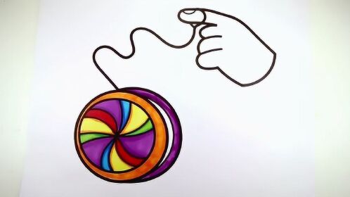 儿童玩具悠悠球简笔画涂色教程