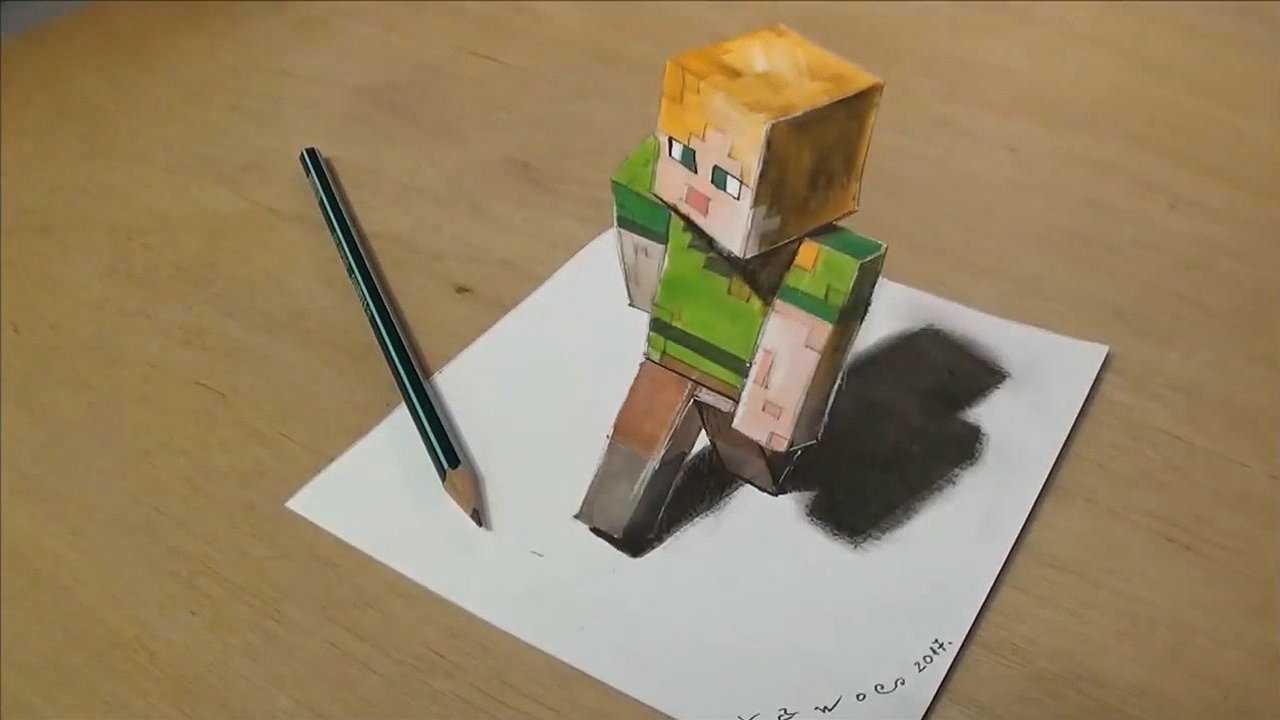 手绘牛人在纸上画的我的世界人物看着立体又逼真