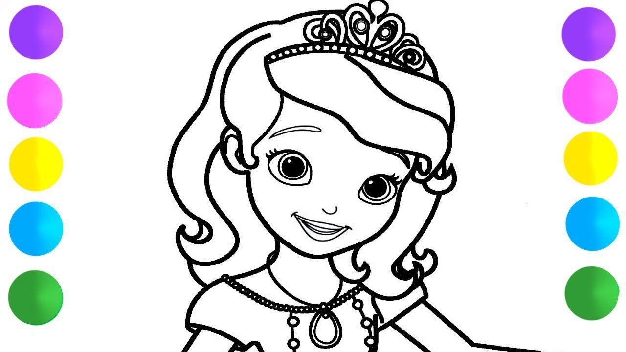 亲子涂色简笔画:索菲亚公主