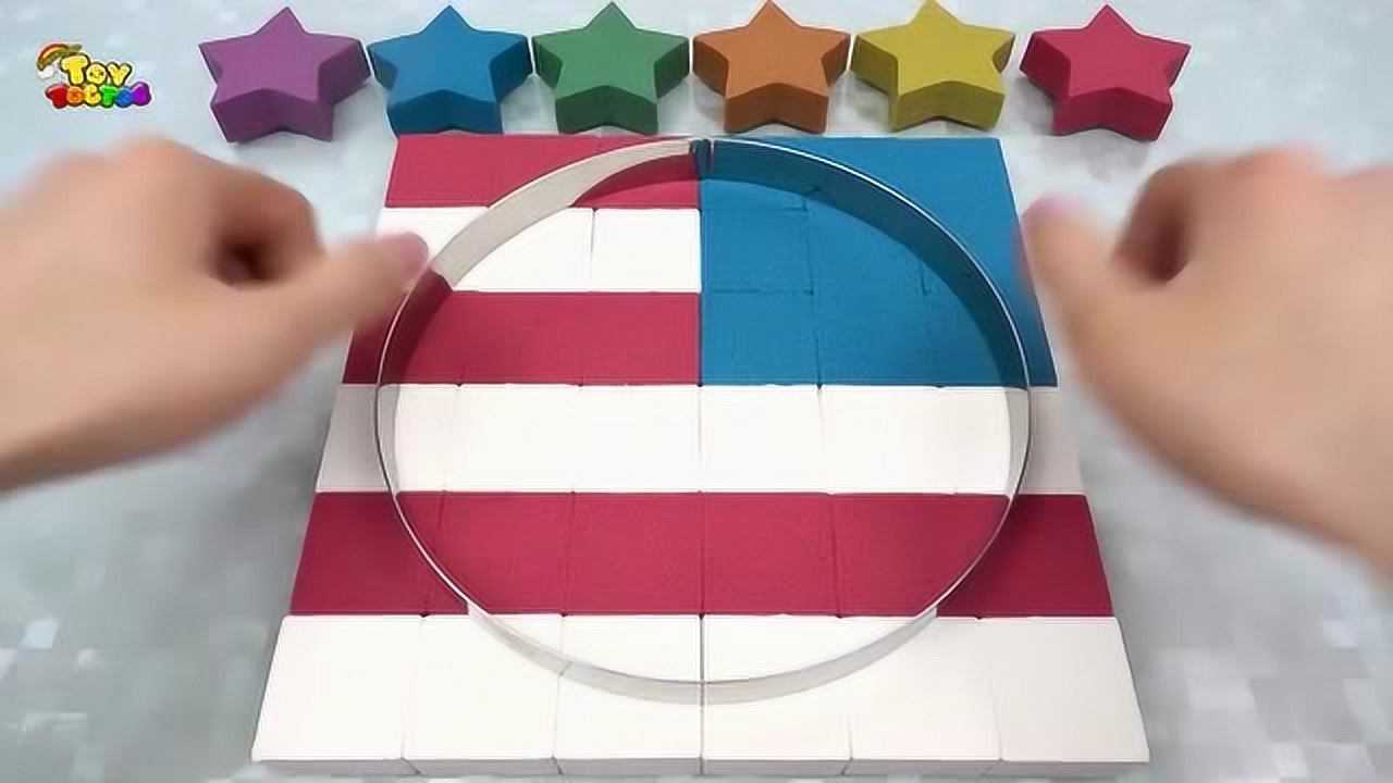 亲子色彩启蒙手工早教,你见过圆形的美国国旗吗?