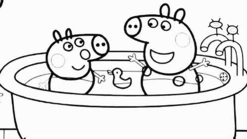 儿童简笔画:小猪佩奇打水仗