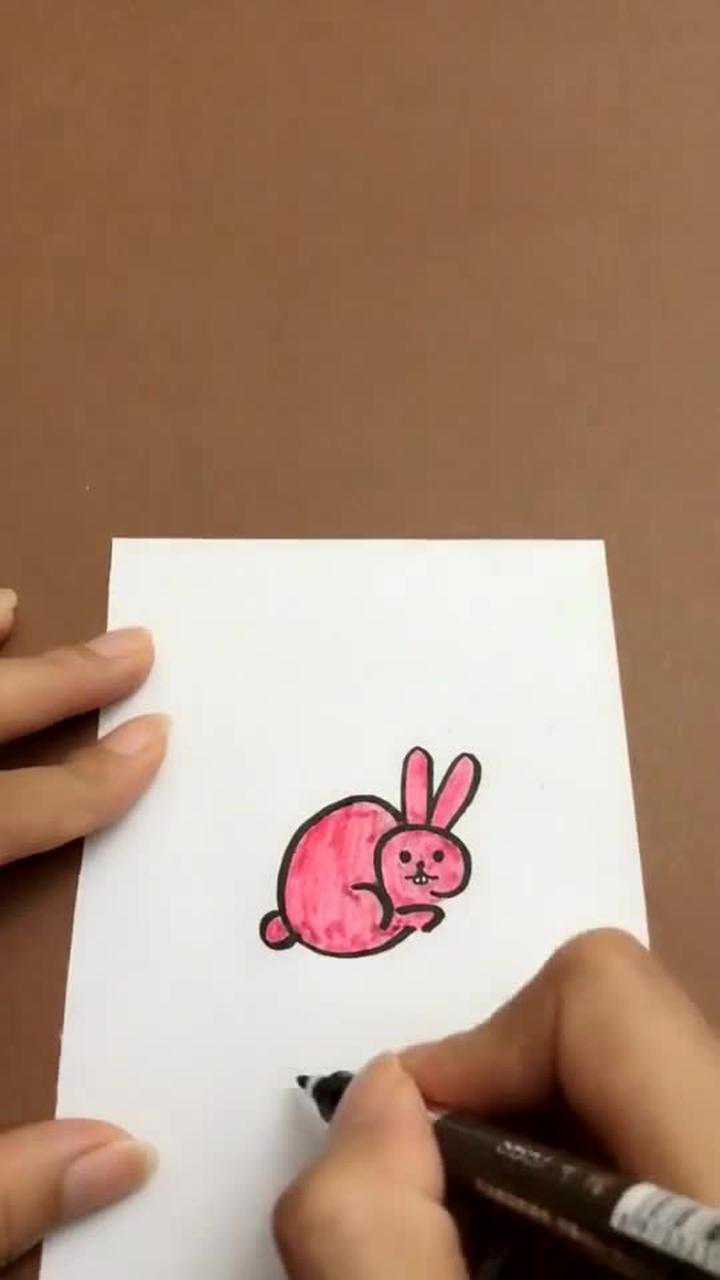 简笔画,用字母c画一只小兔子