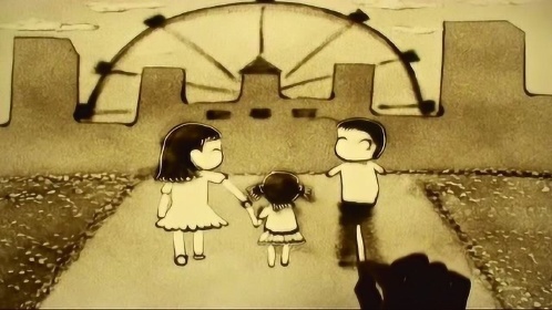 感恩节之感恩父母沙画