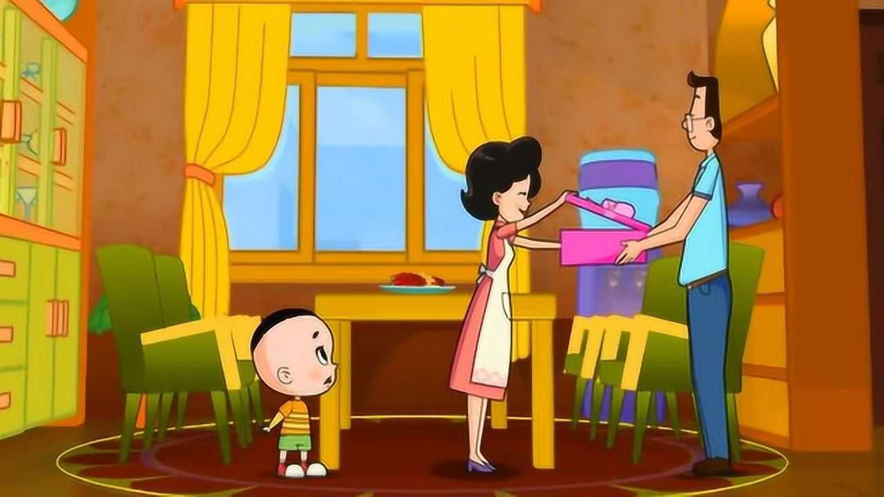 大头儿子和小头爸爸祝围裙妈妈生日快乐围裙妈妈得到生日礼物