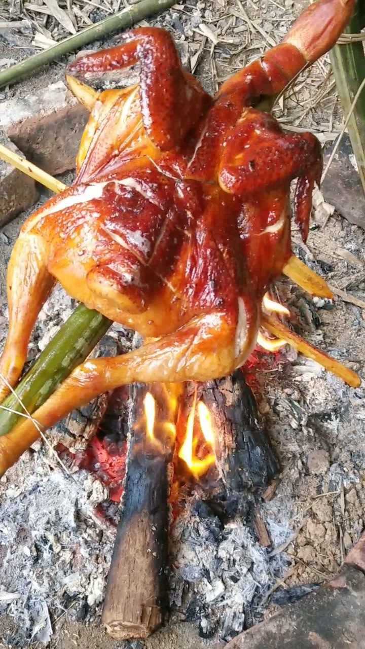 农村户外蜂蜜烤鸡皮脆金黄饱满多汁