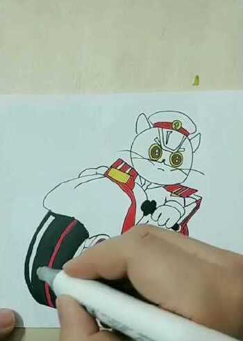 绘画:1分钟教你画黑猫警长!#手绘作品