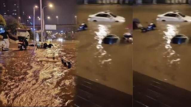 来重庆看“海”!江津深夜遭遇大暴雨,路面积水深达1米