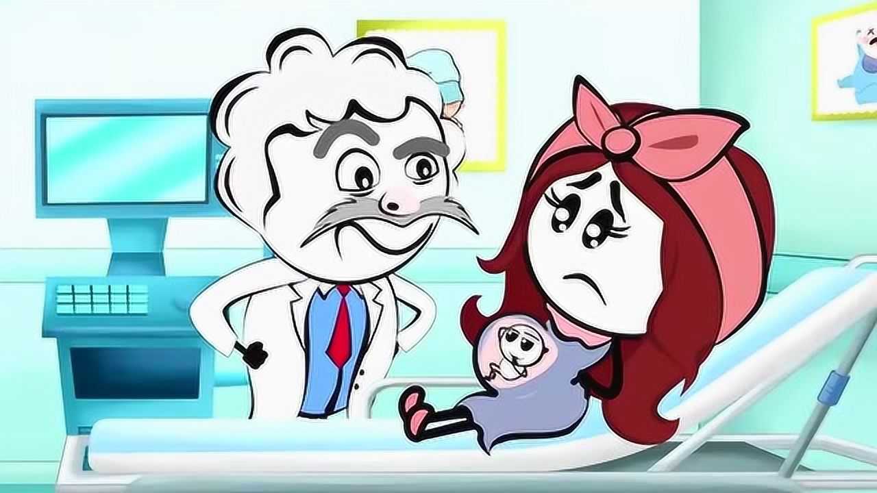 搞笑铅笔画小人:生宝宝了