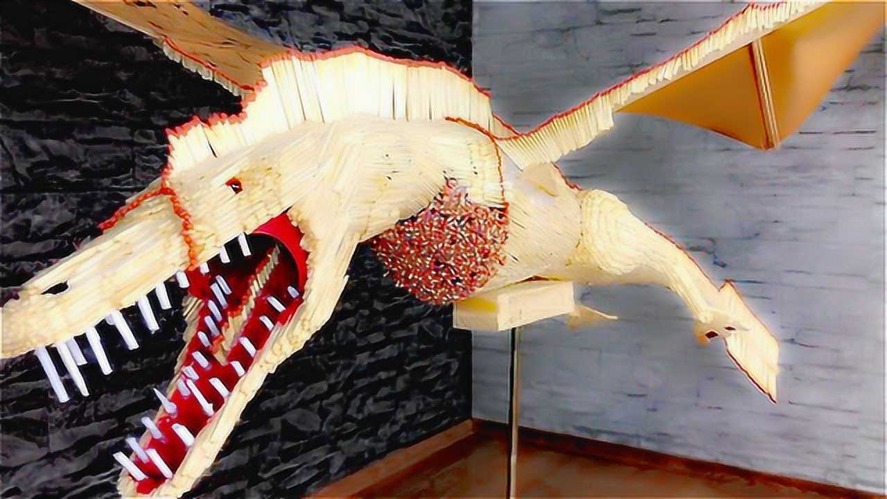 小伙用上万根火柴diy喷火翼龙,完成后点燃瞬间,简直超级炫酷