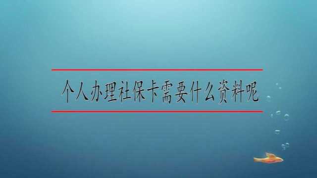 个人办理社保卡需要什么资料呢