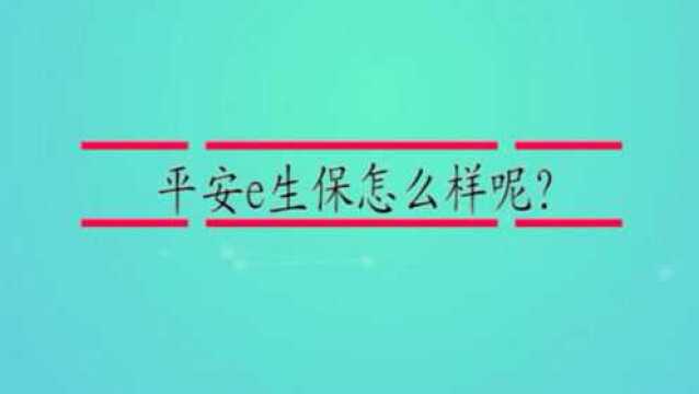 平安e生保怎么样呢?