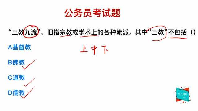 公务员考试:三教九流中,三教指的是什么?