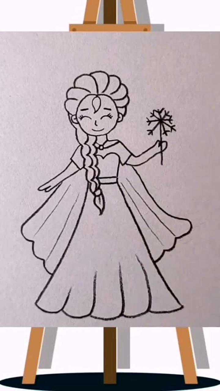 幼儿简笔画,快带着宝宝画冰雪女王吧