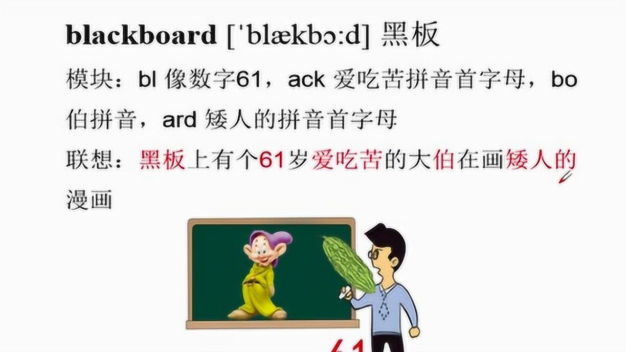 小学最基础的常见的英语单词,blackboard,黑板,趣味速记