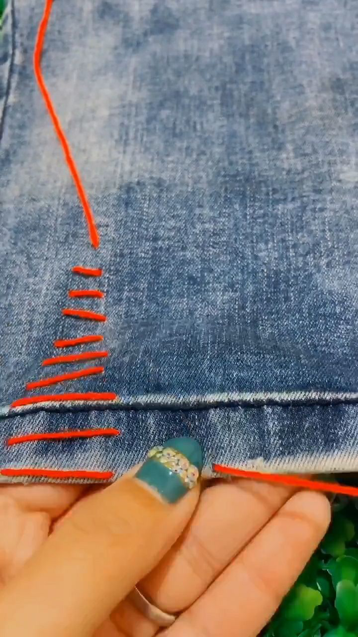 阔腿裤秒变小脚裤,而且针法还非常隐形,根本看不出来