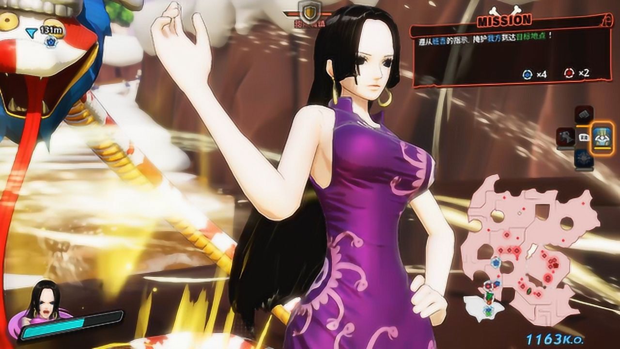 海贼无双4,女帝博雅汉库克的石化技能很实用,打boss轻松