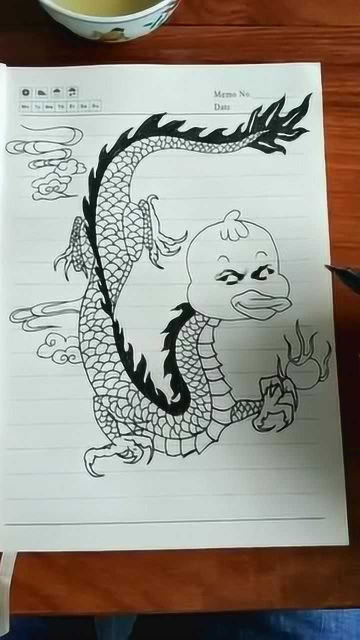 妹妹画了条龙让我帮她画龙头画完后竟恩将仇报想打我