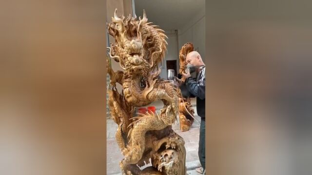这才是纯手工制作的木头龙,每个细节都特别完美