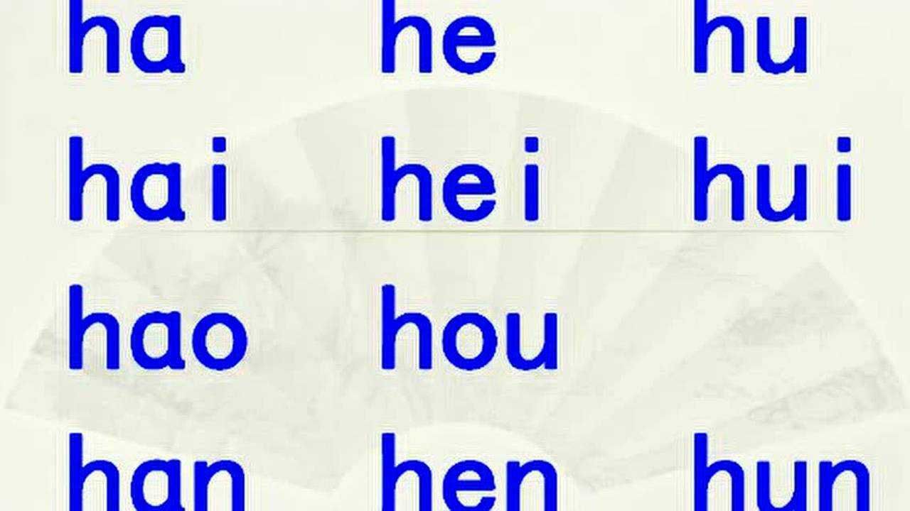 声母h与所有韵母的拼读练习