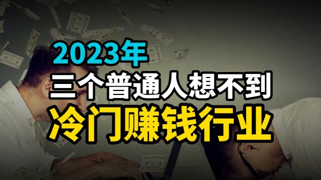 2023年,三个普通人想不到的,冷门赚钱行业