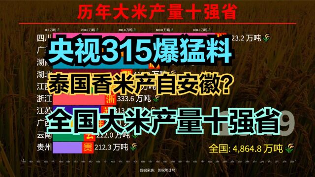 “泰国香米”安徽产!你吃的大米产自哪?历年全国大米产量十强省