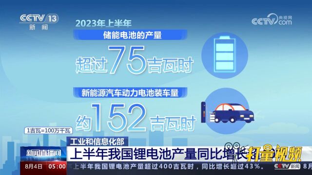 工业和信息化部:上半年我国锂电池产量同比增长超40%