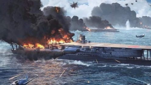 中途岛战役7：中途岛海战，美军5分钟就击沉日本3艘航母，视频还原战场一幕