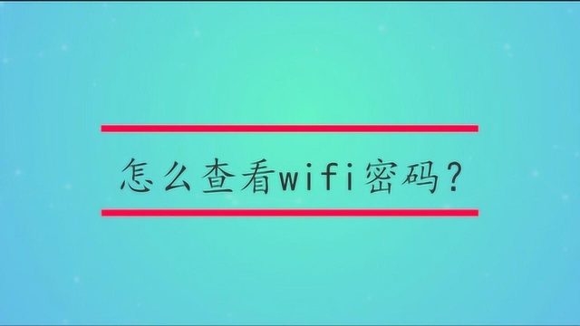 怎么查看wifi密码?