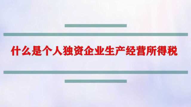 什么是个人独资企业生产经营所得税