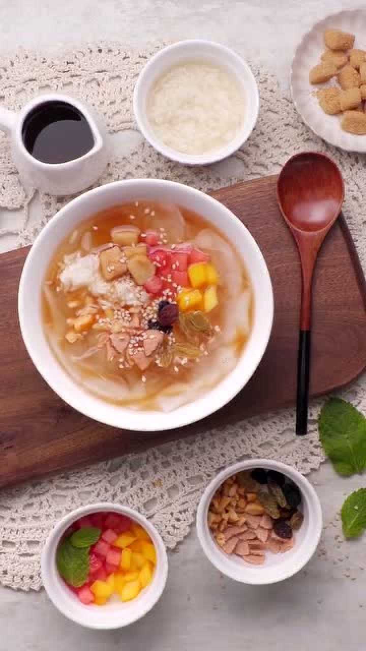 糍粑冰粉和橙子蛋糕的制作方法