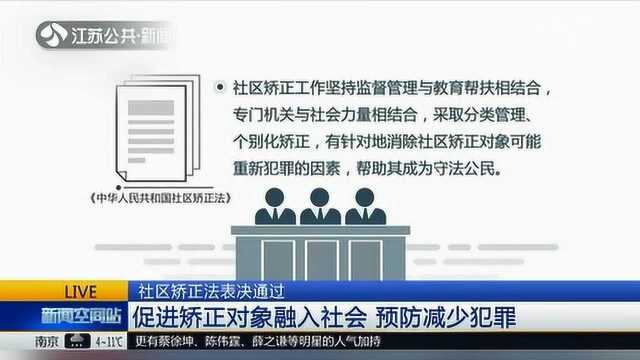 社区矫正法表决通过 促进矫正对象融入社会 预防减少犯罪