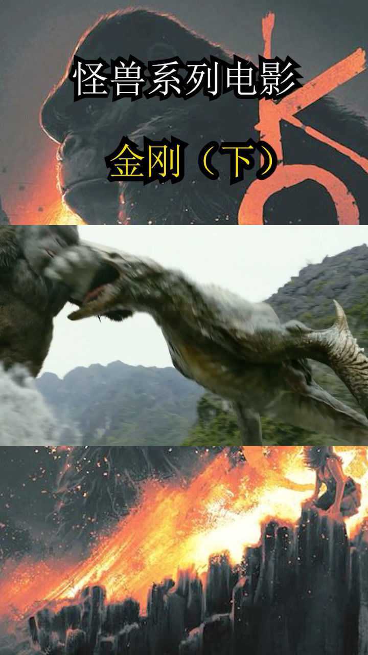 电影金刚骷髅岛守护神金刚与宿敌骷髅巨蜥王的战斗
