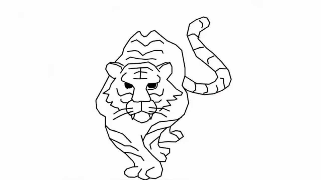 老虎画法,凶猛的老虎简笔画,一起来学习吧
