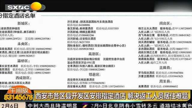 西安各区县开发区安排指定酒店,解决返工人员居住难题