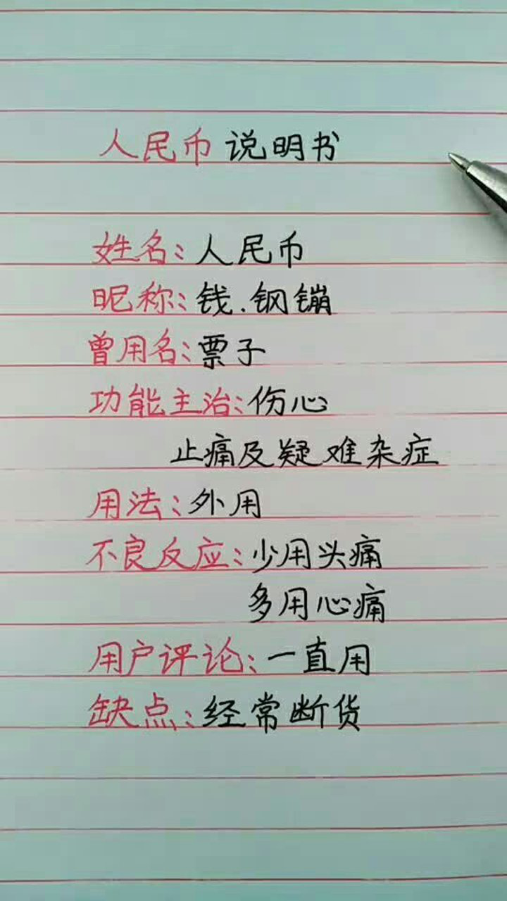 人民币说明书