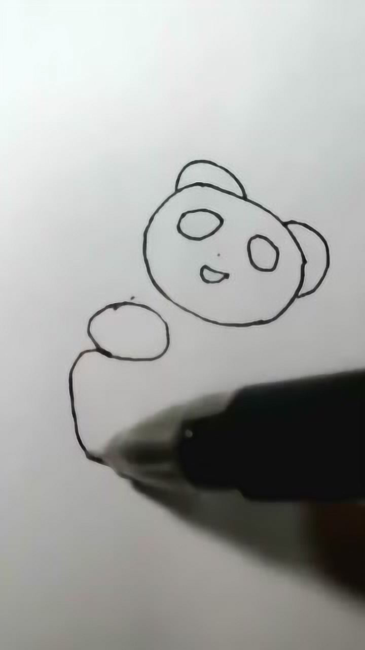 教你用写字笔画简笔画熊猫