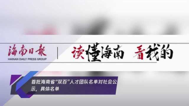 首批海南省“双百”人才团队名单对社会公示,具体名单→