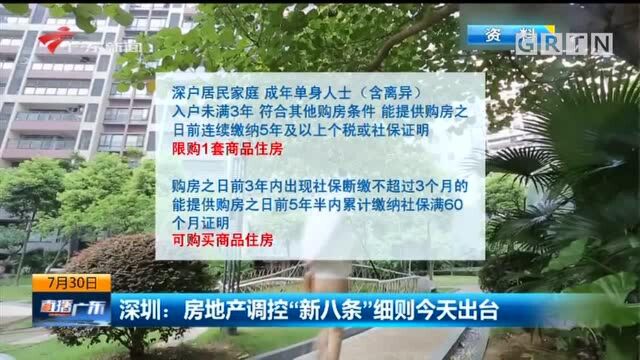 深圳:房地产调控“新八条”细则今天出台