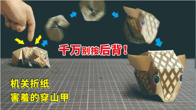 机关折纸教你做一只害羞的穿山甲轻轻一碰立刻缩成一团