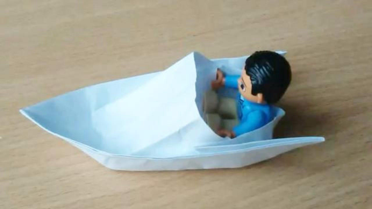 手工折纸diy教程手把手教你折纸摩托艇方法简单几分钟就学会