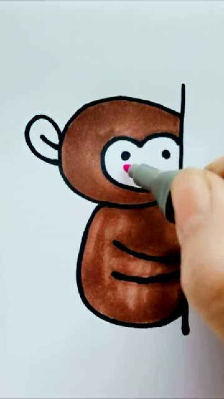 正在爬树的猴子简笔画图片