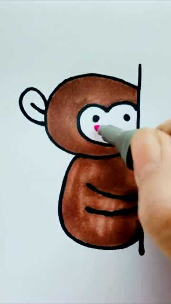 画一个超级简单的小猴爬树