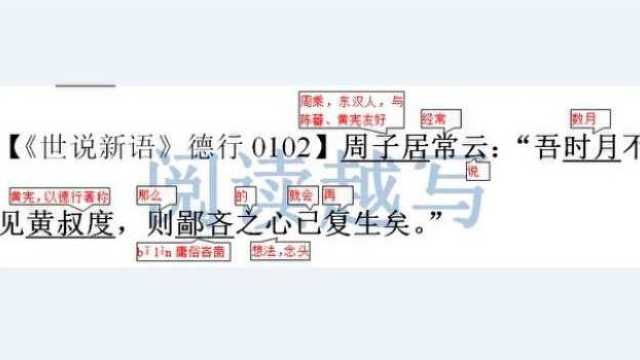 中小学古典名著阅读,《世说新语》德行篇第2则:以德行著称的黄叔度